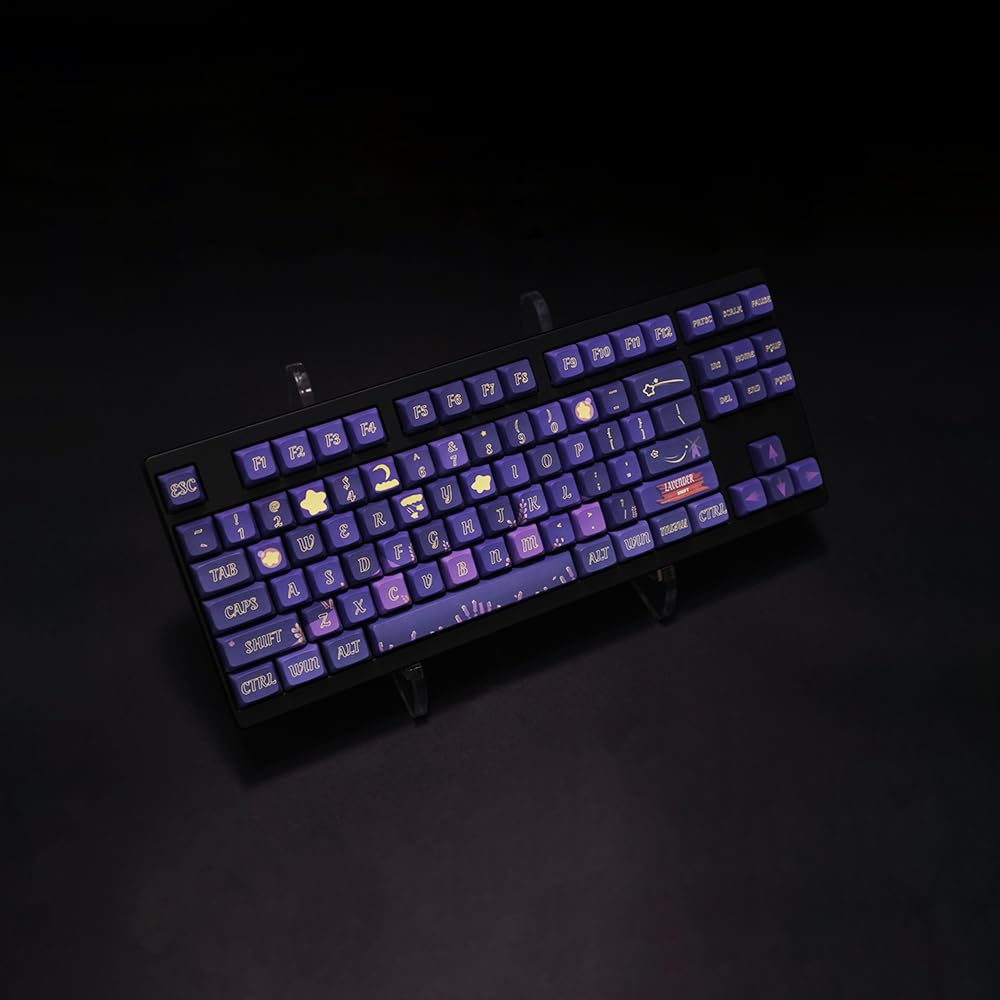 JOLINTAL Dark Purple Keycaps, 127 Keys Starry Night Theme PBT